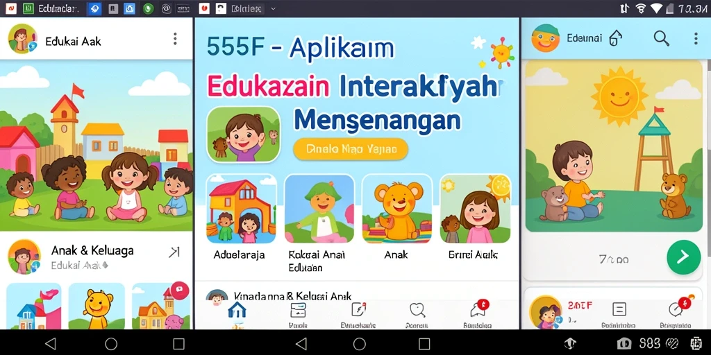 Antarmuka aplikasi Edukasi Anak 555F yang menarik dan interaktif.