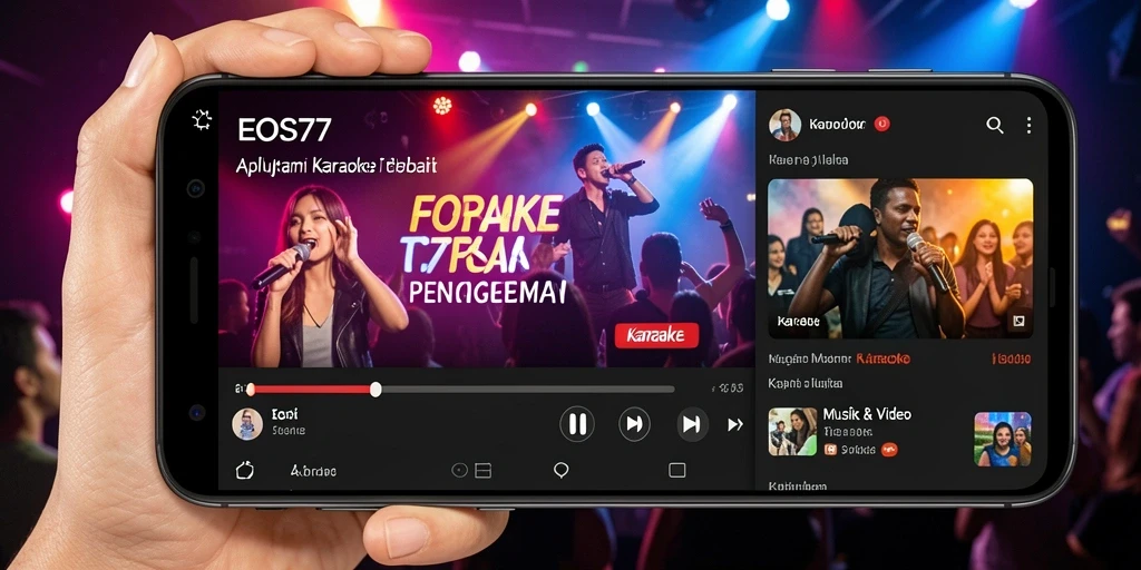 Tampilan antarmuka EOS77 yang modern dan intuitif untuk karaoke.