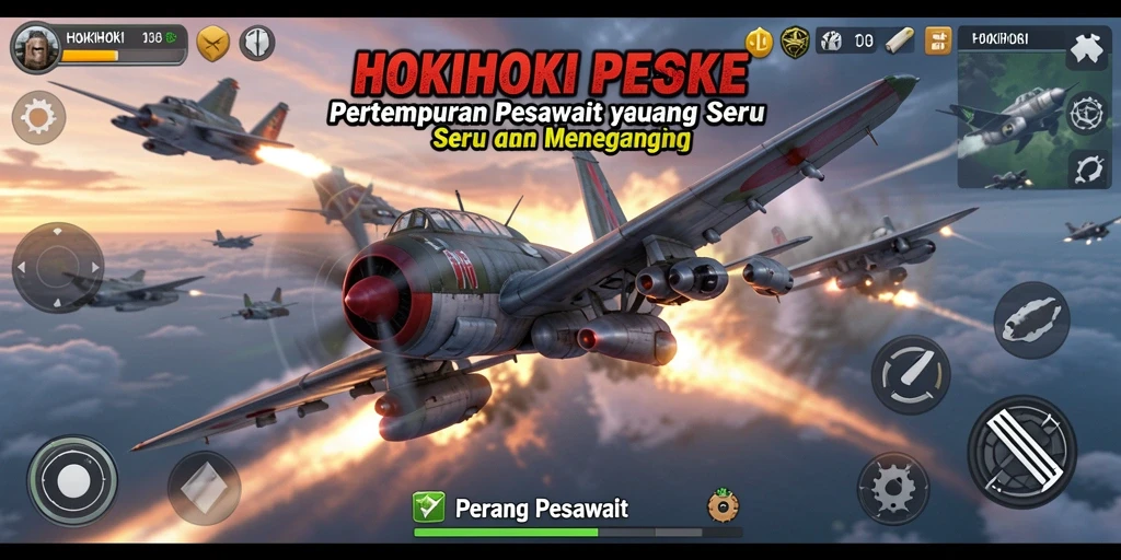 Tampilan antarmuka HOKIHOKI yang menawan saat pertempuran pesawat.
