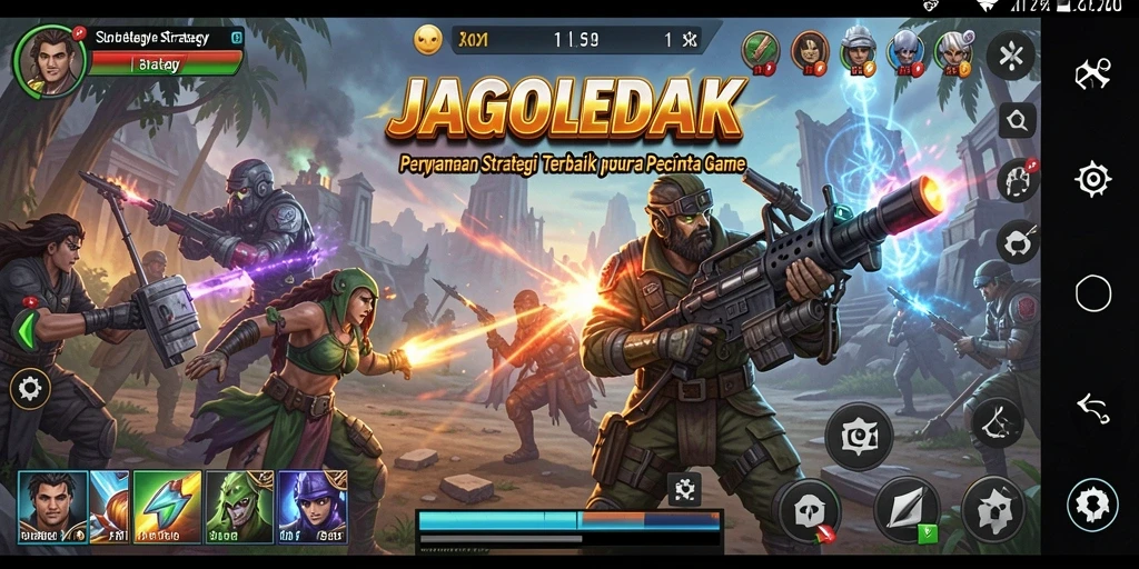 Screenshot antarmuka JAGOLEDAK menampilkan strategi dan taktik permainan.