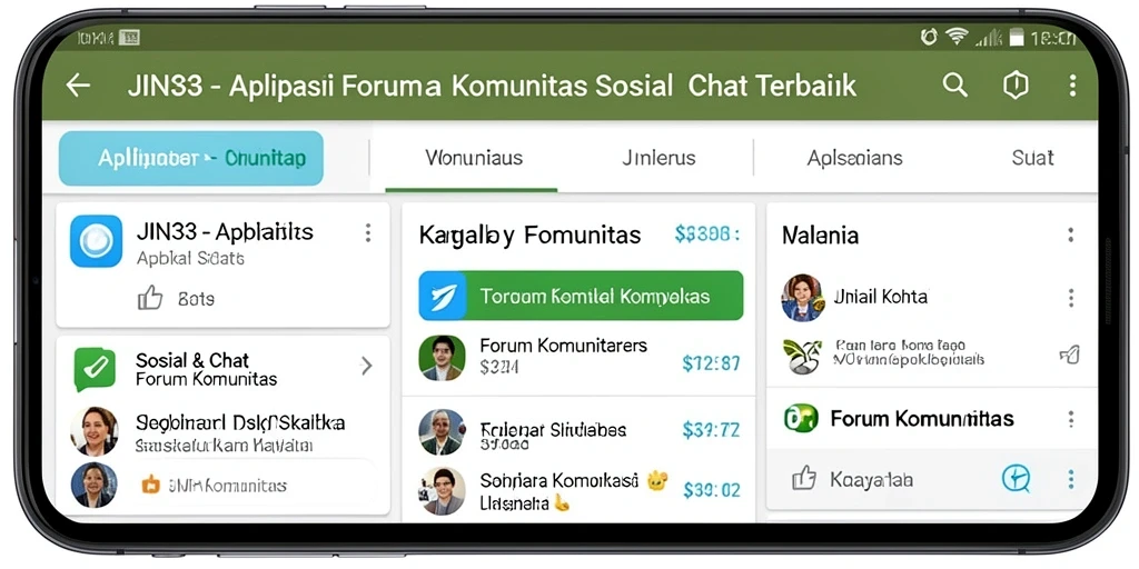 Antarmuka utama JIN33 menampilkan berbagai forum komunitas dan diskusi aktif.