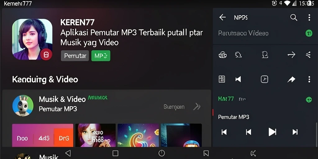 Antarmuka KEREN77 yang sederhana dan intuitif untuk pemutar MP3.