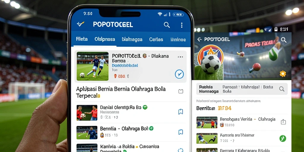 Antarmuka aplikasi POPOTOGEL menampilkan berita olahraga bola yang menarik.